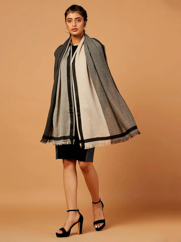 Chic Stole Wool Blend with Dobby Pattern in Multi