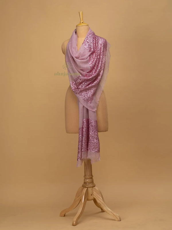 Chic Stole Sequined Detailing with Sequence Pattern in Pink