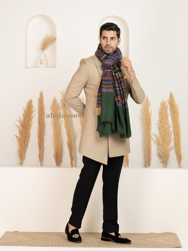 Multi Men's Handloom Pure Pashmina Shawl