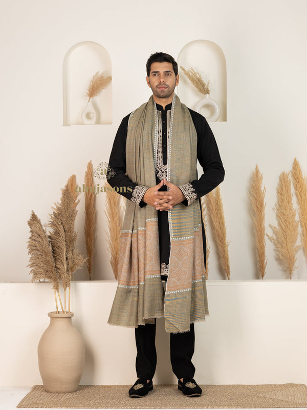Natural Men's Handloom Pure Pashmina Shawl 135x270