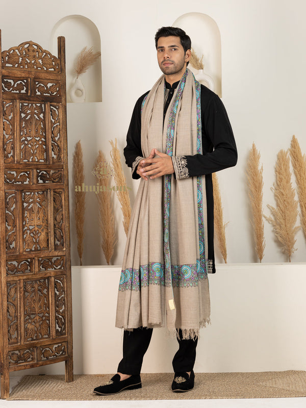 Natural Men's Handloom Pure Pashmina Shawl